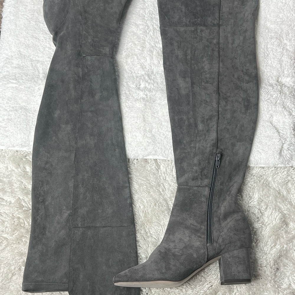 Ann Taylor Charcoal Suede Over-the-Knee Boots